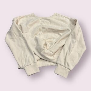 Athleta Sweatshirt Girls L/12 Cream Fleece Lined Classic Long Sleeve Crew Neck